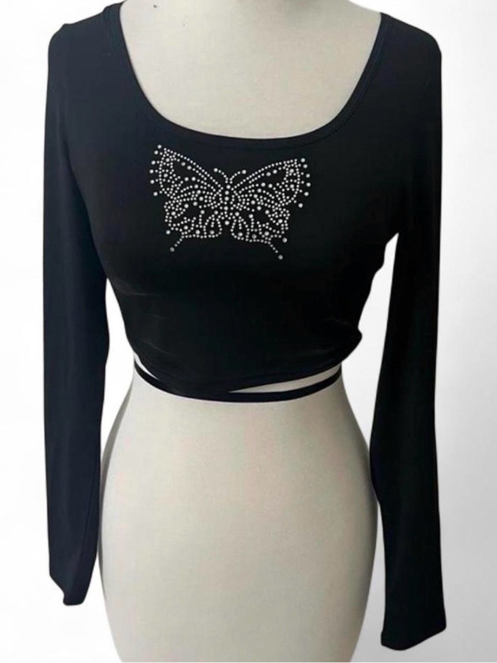 Shein Butterfly Cropped Long Sleeve